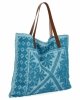 Włoska Torebka Shopper bag w Modne Wzory 5887 Niebieska